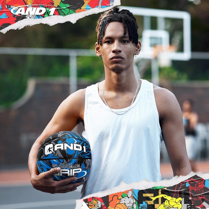 And1 Supreme Grip Official Regulation Size 7 (29.5 inches) Rubber Basketball - Deep Channel Construction Streetball, Made for Indoor Outdoor Games - Image 5